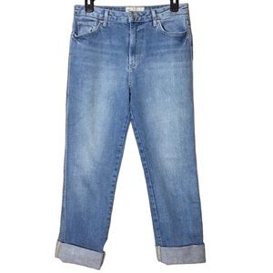 Free People Solid Blue Medium Wash Mid Rise Casual Denim Skinny Jeans